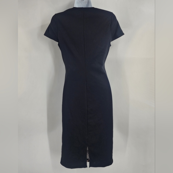 WOMENS RED HERRING US 6 UK10  BLACK MIX LEOPARD PRINT STRETCH BODYCON MIDI DRESS - Picture 4 of 10